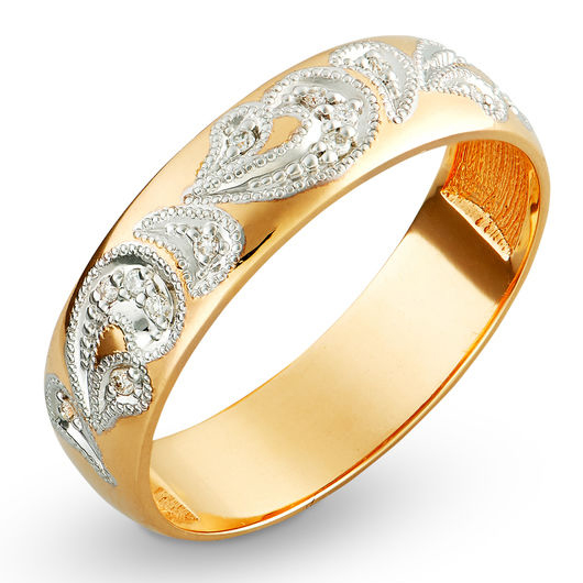 Кольцо обручальное, золото, бриллиант, 6010018